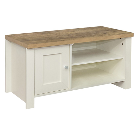 Highgate Small Wooden TV Stand In Cream And Oak_3