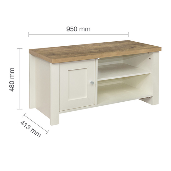 Highgate Small Wooden TV Stand In Cream And Oak_4