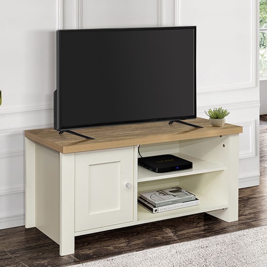 Highgate Small Wooden TV Stand In Cream And Oak_1