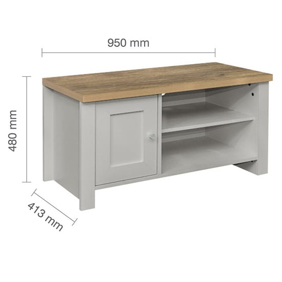 Highgate Small Wooden TV Stand In Grey And Oak_4