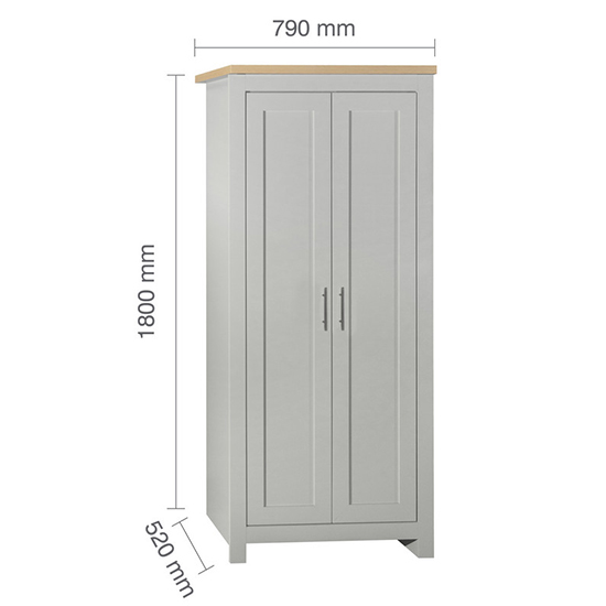 Highgate Wooden Wardrobe With 2 Doors In Grey And Oak_5
