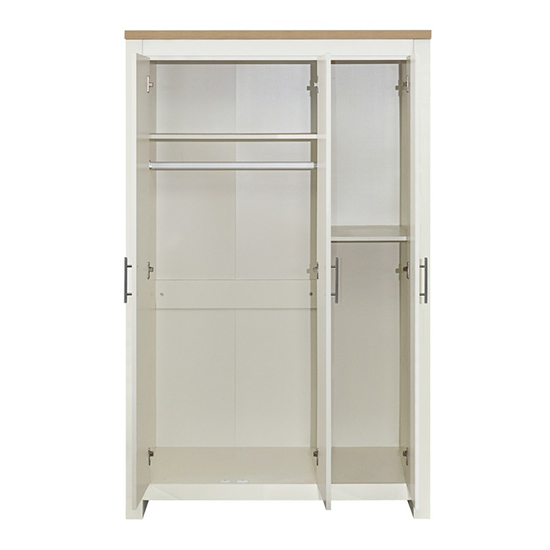 Highgate Wooden Wardrobe With 3 Doors In Cream And Oak_3