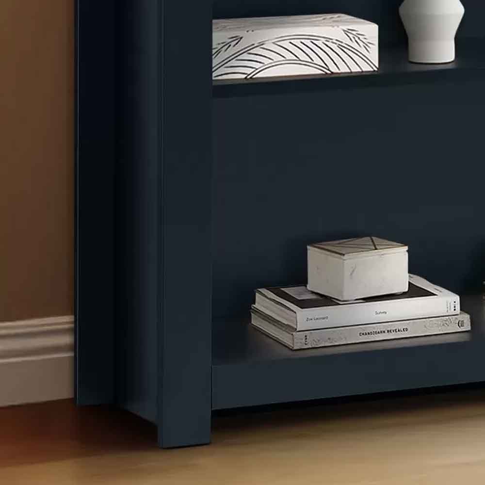 Highland Wooden Bookcase with 4 Shelves in Navy Blue and Oak