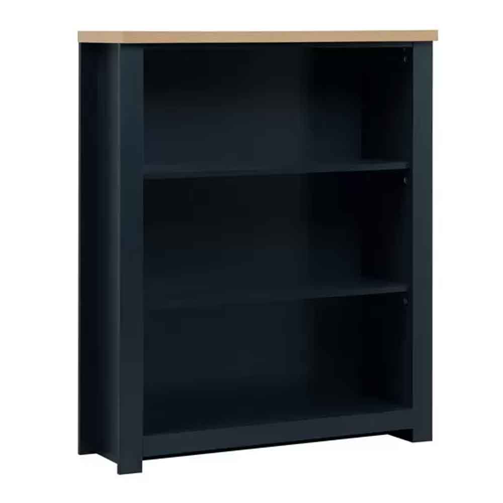 Highland Wooden Bookcase with 4 Shelves in Navy Blue and Oak