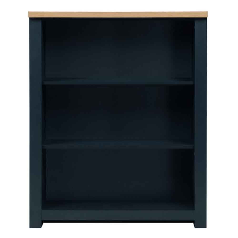 Highland Wooden Bookcase with 4 Shelves in Navy Blue and Oak