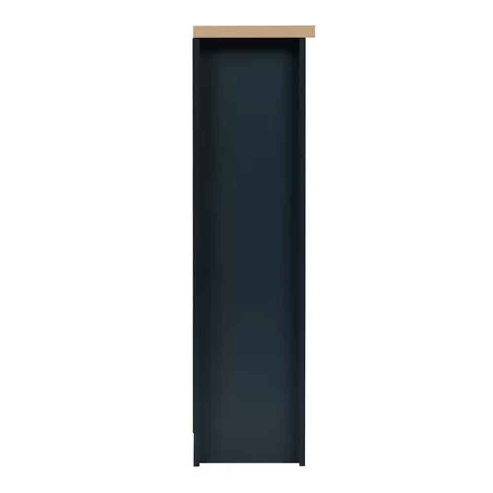 Highland Wooden Bookcase with 4 Shelves in Navy Blue and Oak