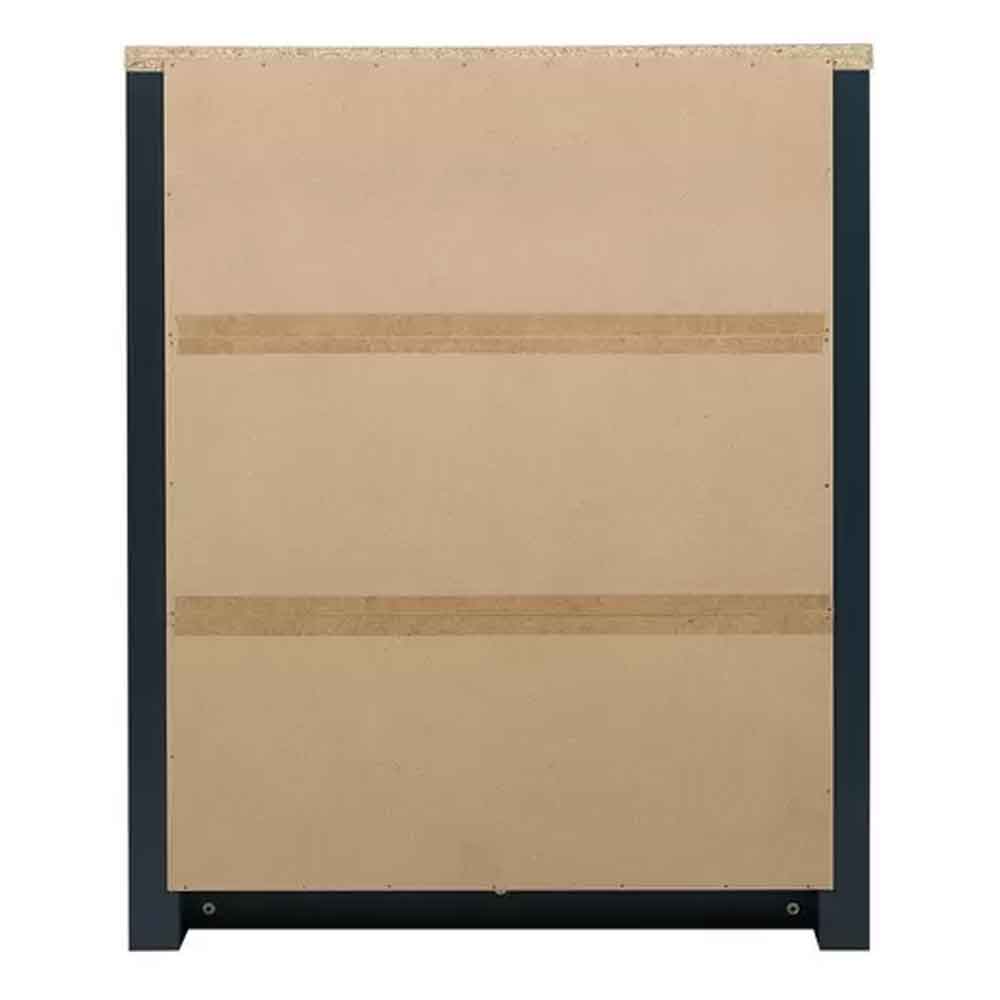 Highland Wooden Bookcase with 4 Shelves in Navy Blue and Oak