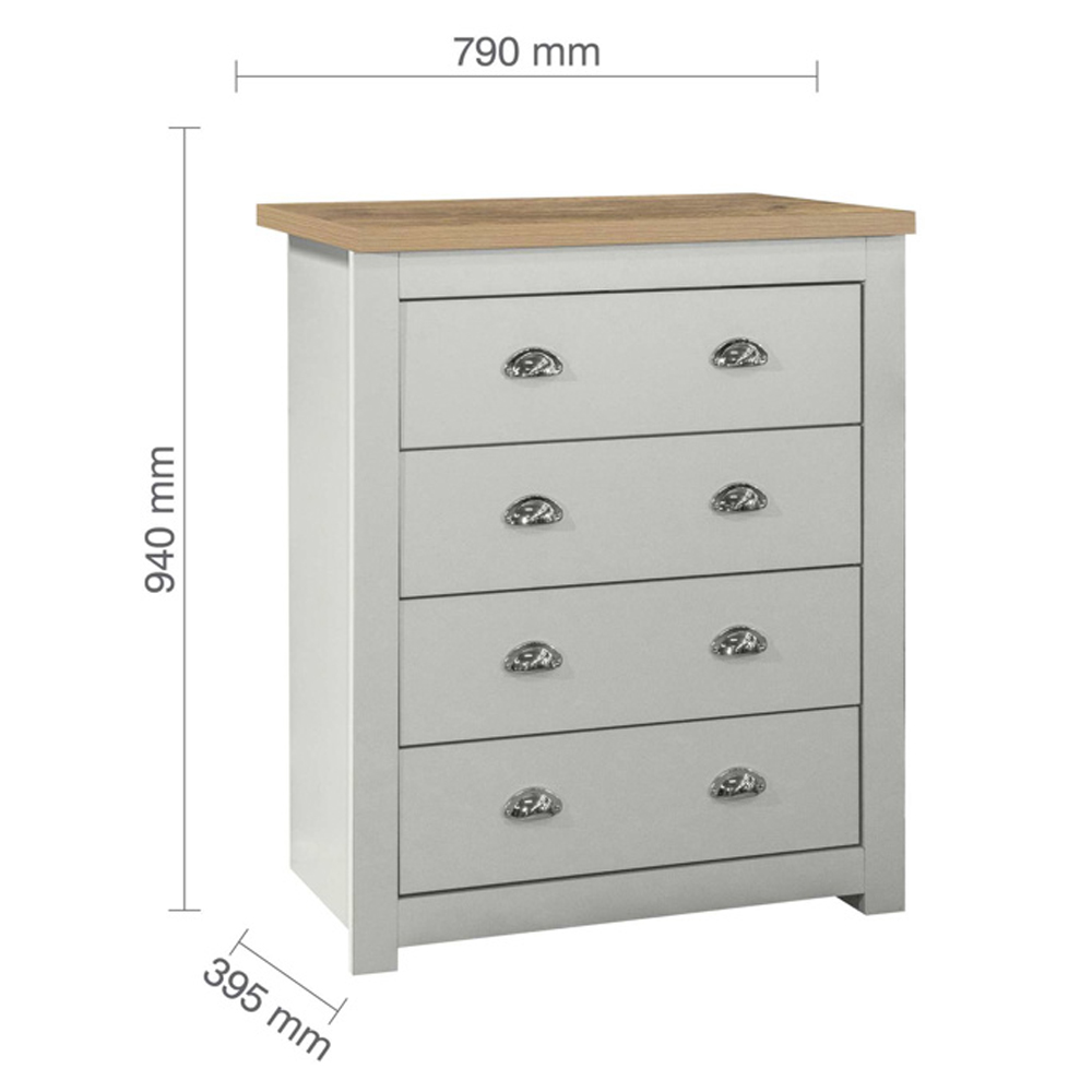 Highland Wooden Chest Of 4 Drawers in Grey and Oak