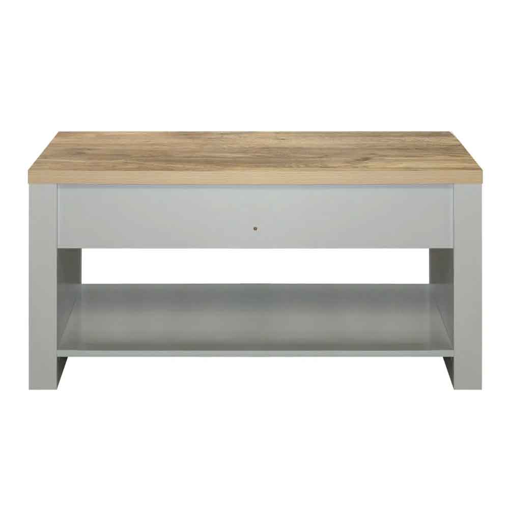 Highland Wooden Coffee Table With 2 Drawers in Dark Grey and Oak