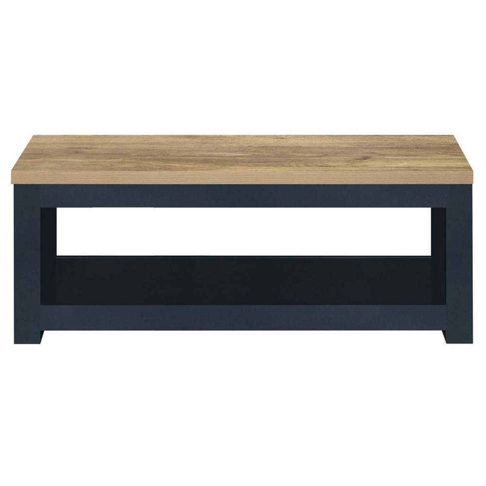 Highland Wooden Coffee Table With Undershelf In Blue And Oak