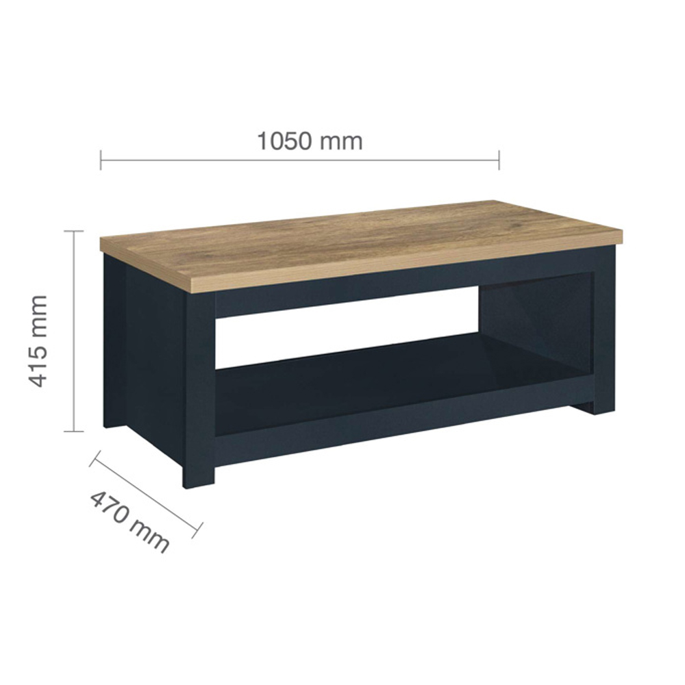 Highland Wooden Coffee Table With Undershelf In Blue And Oak