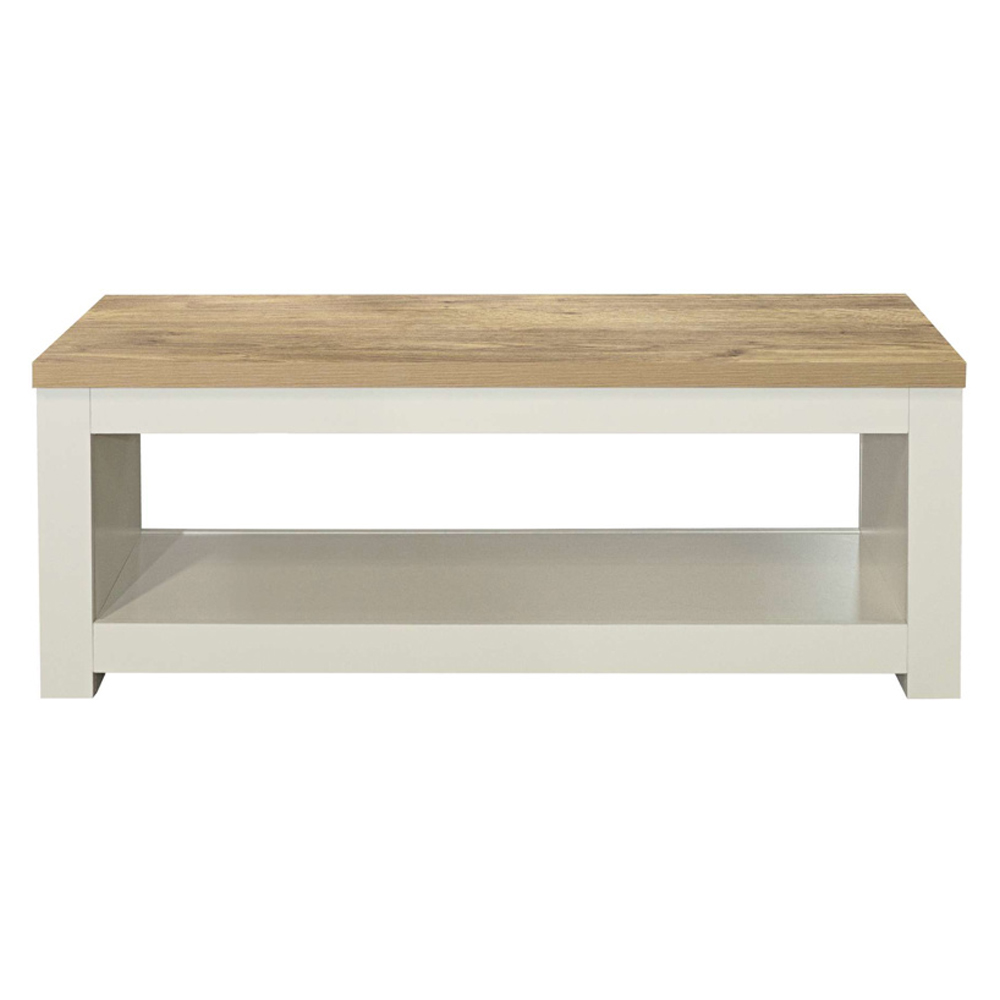 Highland Wooden Coffee Table With Undershelf In Cream And Oak