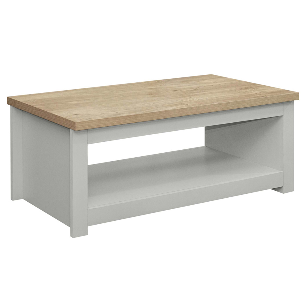 Highland Wooden Coffee Table With Undershelf In Grey And Oak