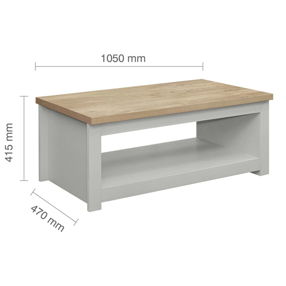 Highland Wooden Coffee Table With Undershelf In Grey And Oak