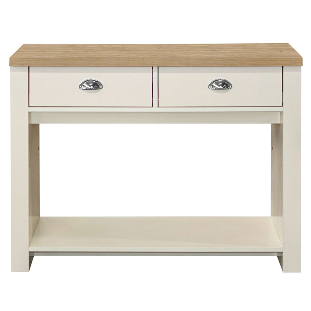 Highland Wooden Console Table With 2 Drawers In Cream And Oak