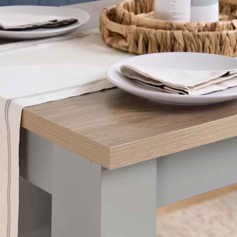 Highland Wooden Dining Set with 2 Benches Set in Grey and Oak