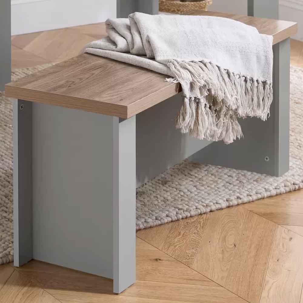 Highland Wooden Dining Set with 2 Benches Set in Grey and Oak