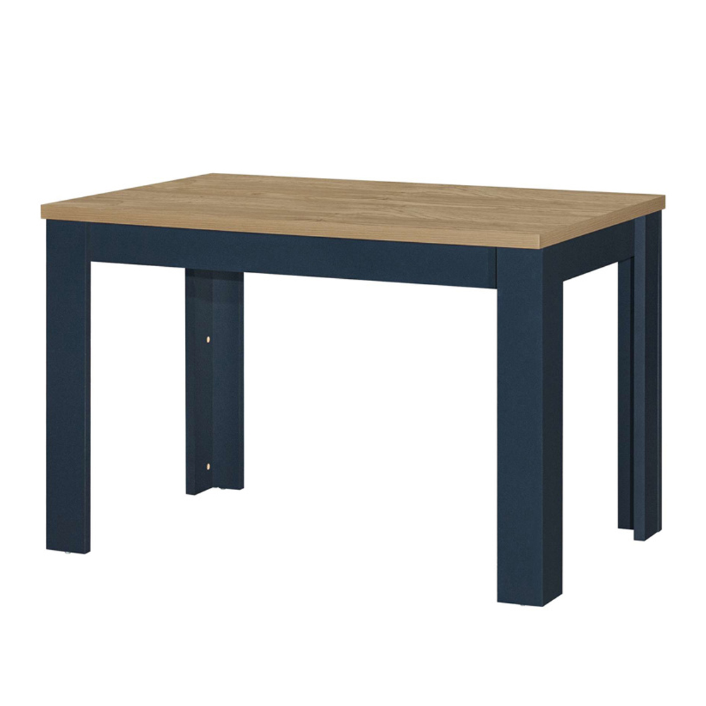 Highland Wooden Dining Table with 2 Benches in Navy Blue and Oak
