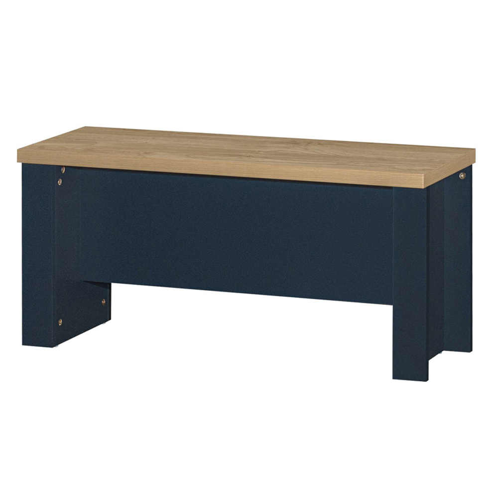 Highland Wooden Dining Table with 2 Benches in Navy Blue and Oak