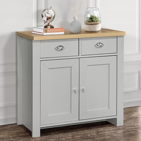 Highland Wooden Sideboard With 2 Door 2 Drawer In Grey And Oak