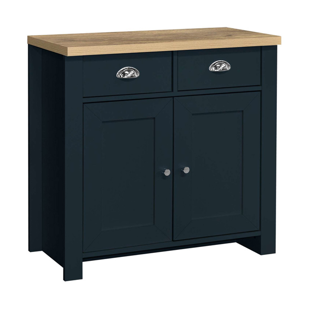 Highland Wooden Sideboard With 2 Doors 2 Drawers In Blue And Oak