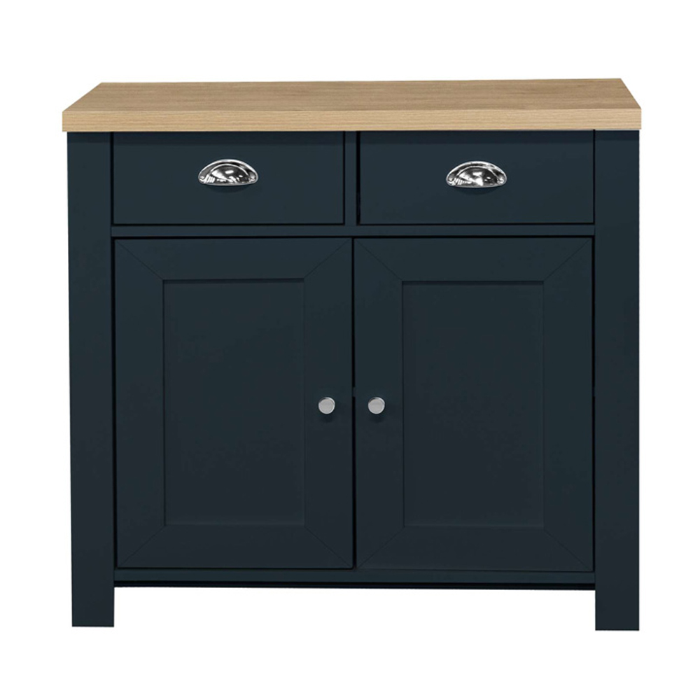 Highland Wooden Sideboard With 2 Doors 2 Drawers In Blue And Oak