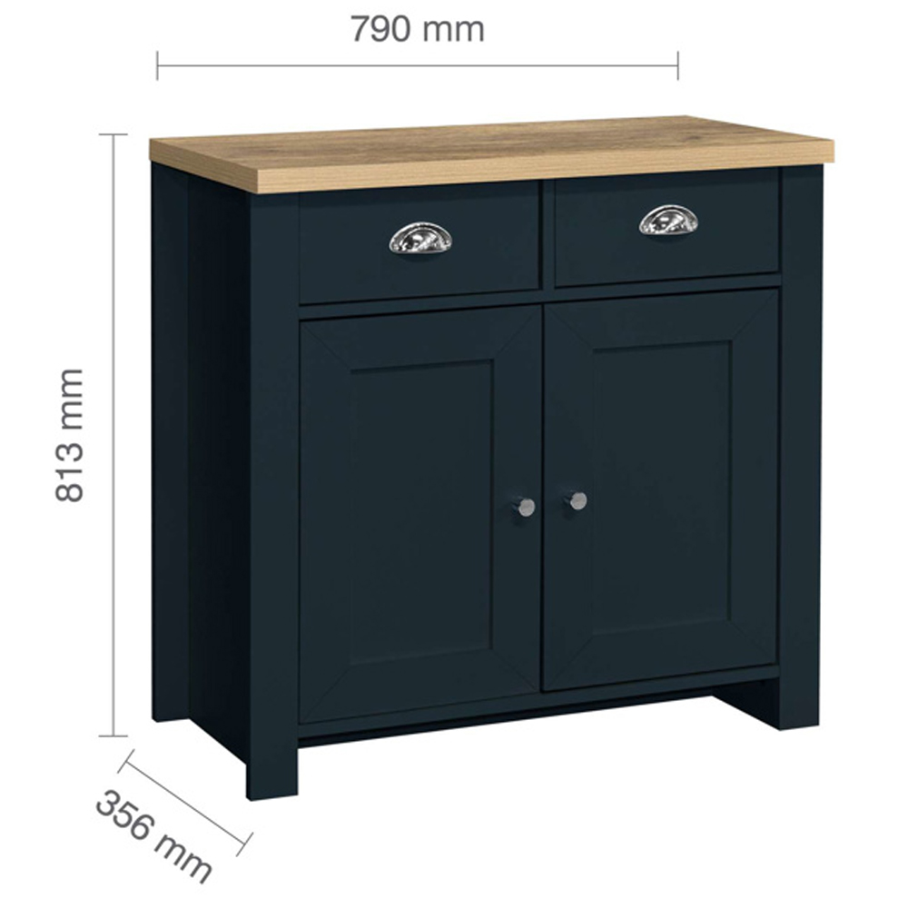 Highland Wooden Sideboard With 2 Doors 2 Drawers In Blue And Oak