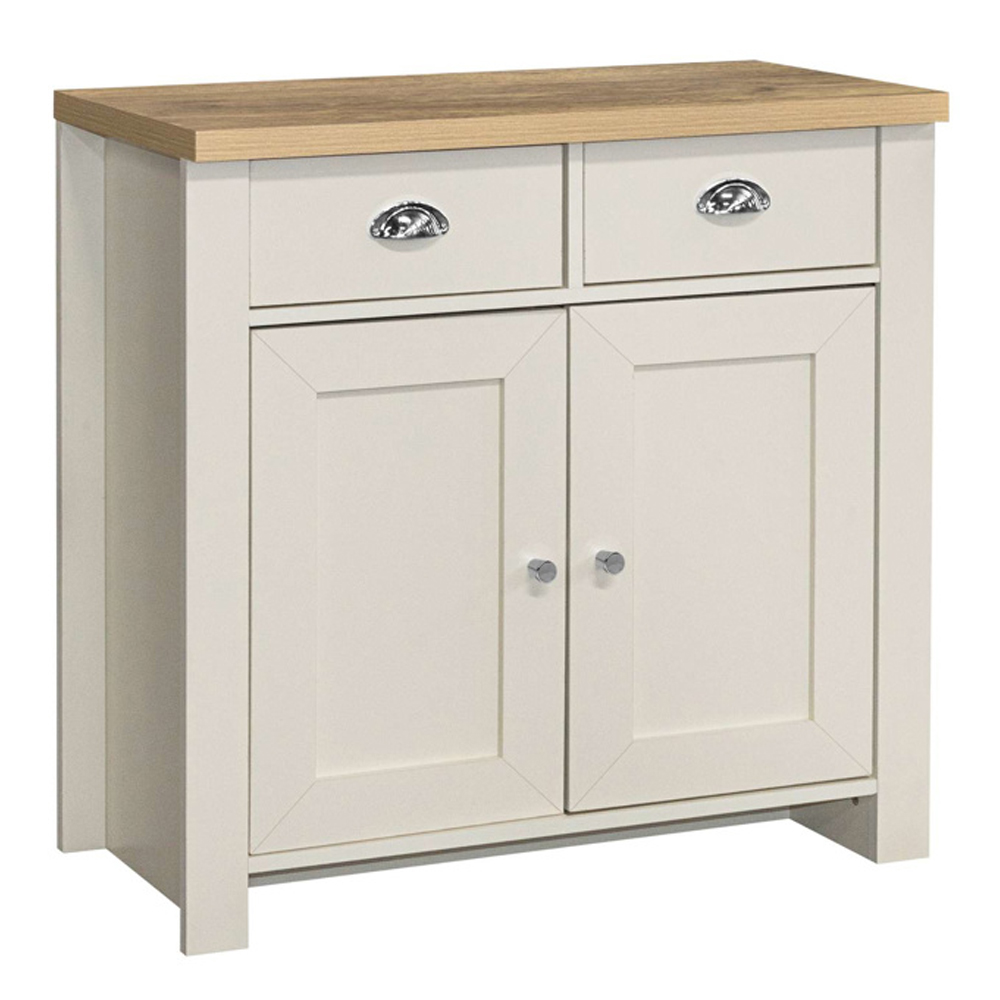 Highland Wooden Sideboard With 2 Doors 2 Drawers In Cream And Oak