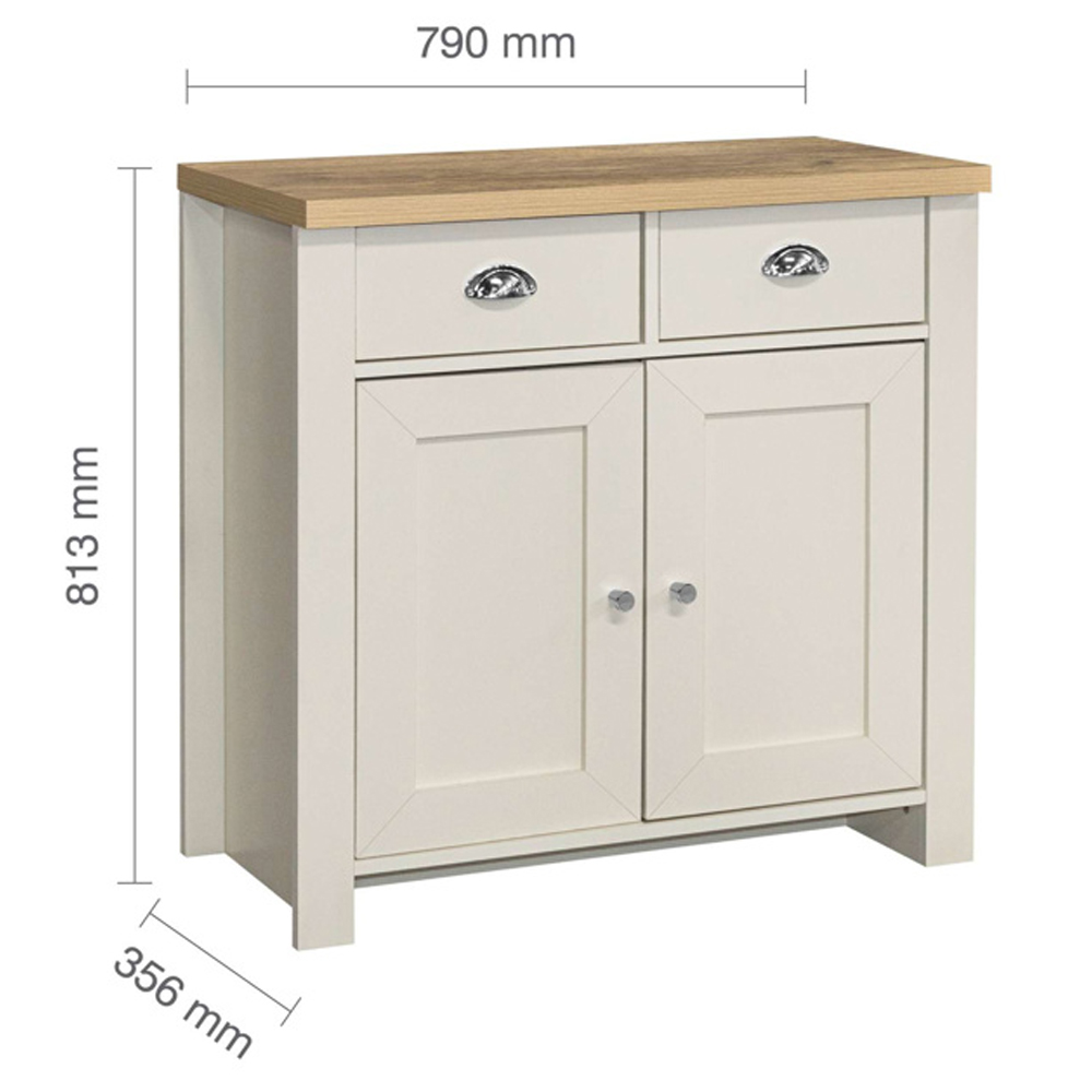 Highland Wooden Sideboard With 2 Doors 2 Drawers In Cream And Oak