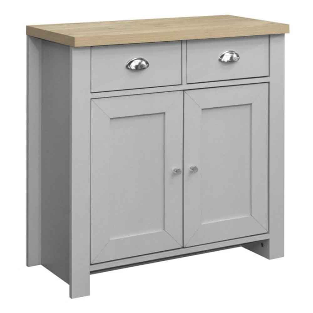 Highland Wooden Sideboard With 2 Doors 2 Drawers in Dark Grey and Oak