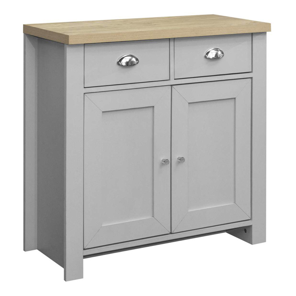 Highland Wooden Sideboard With 2 Doors 2 Drawers In Grey And Oak