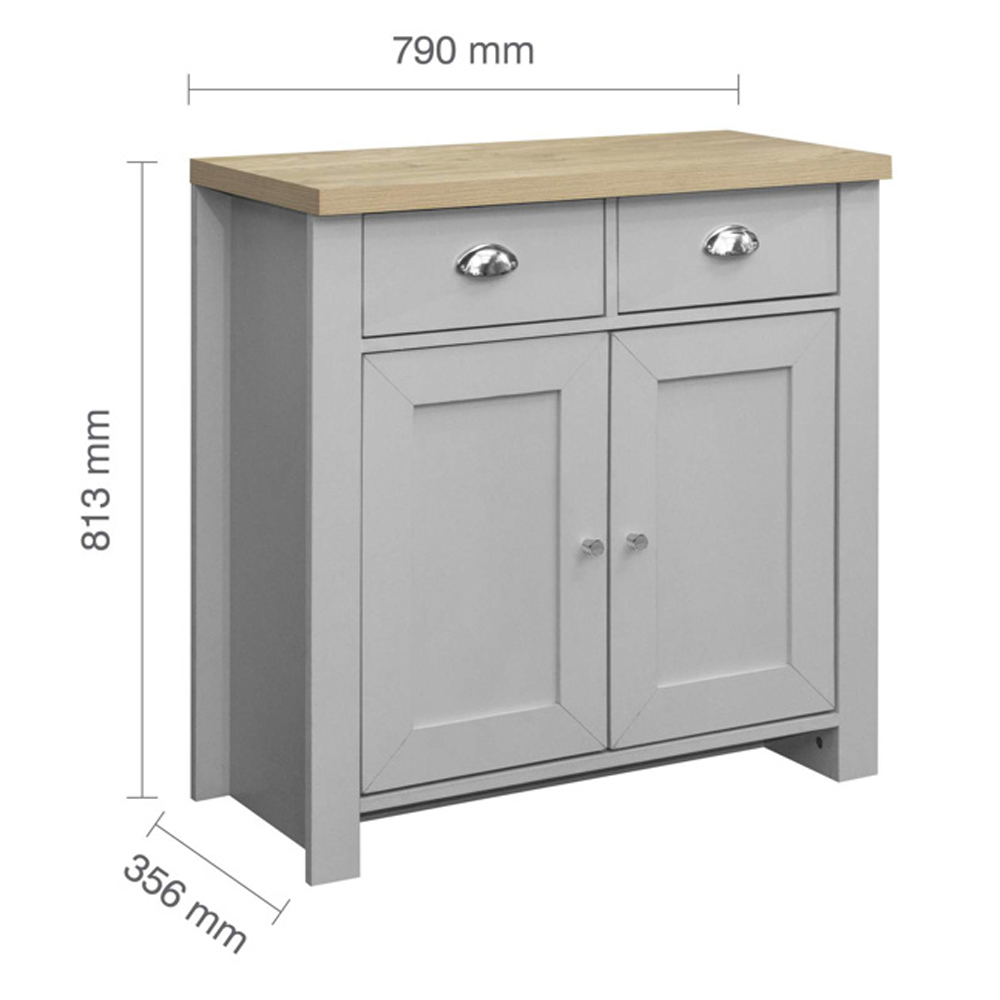 Highland Wooden Sideboard With 2 Doors 2 Drawers In Grey And Oak