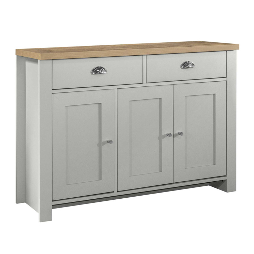 Highland Wooden Sideboard With 3 Doors 2 Drawers In Grey And Oak