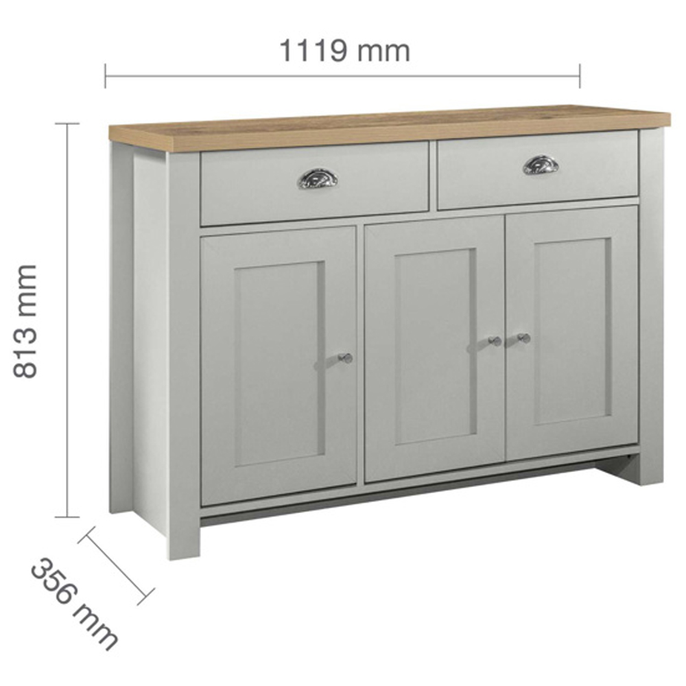 Highland Wooden Sideboard With 3 Doors 2 Drawers In Grey And Oak