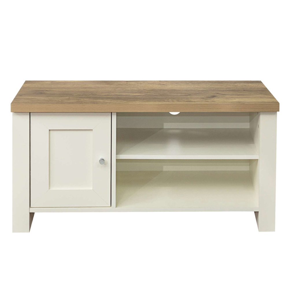 Highland Wooden TV Stand With 1 Door In Cream And Oak