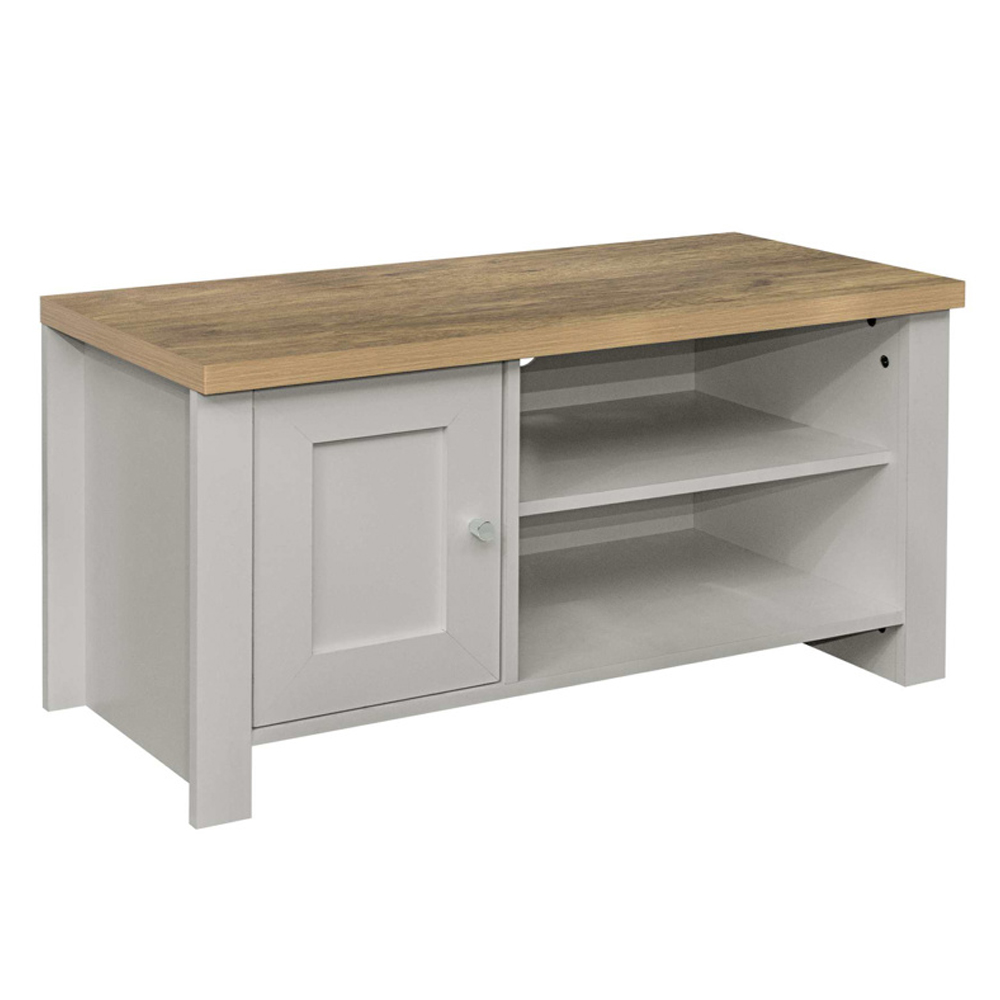 Highland Wooden TV Stand With 1 Door In Grey And Oak