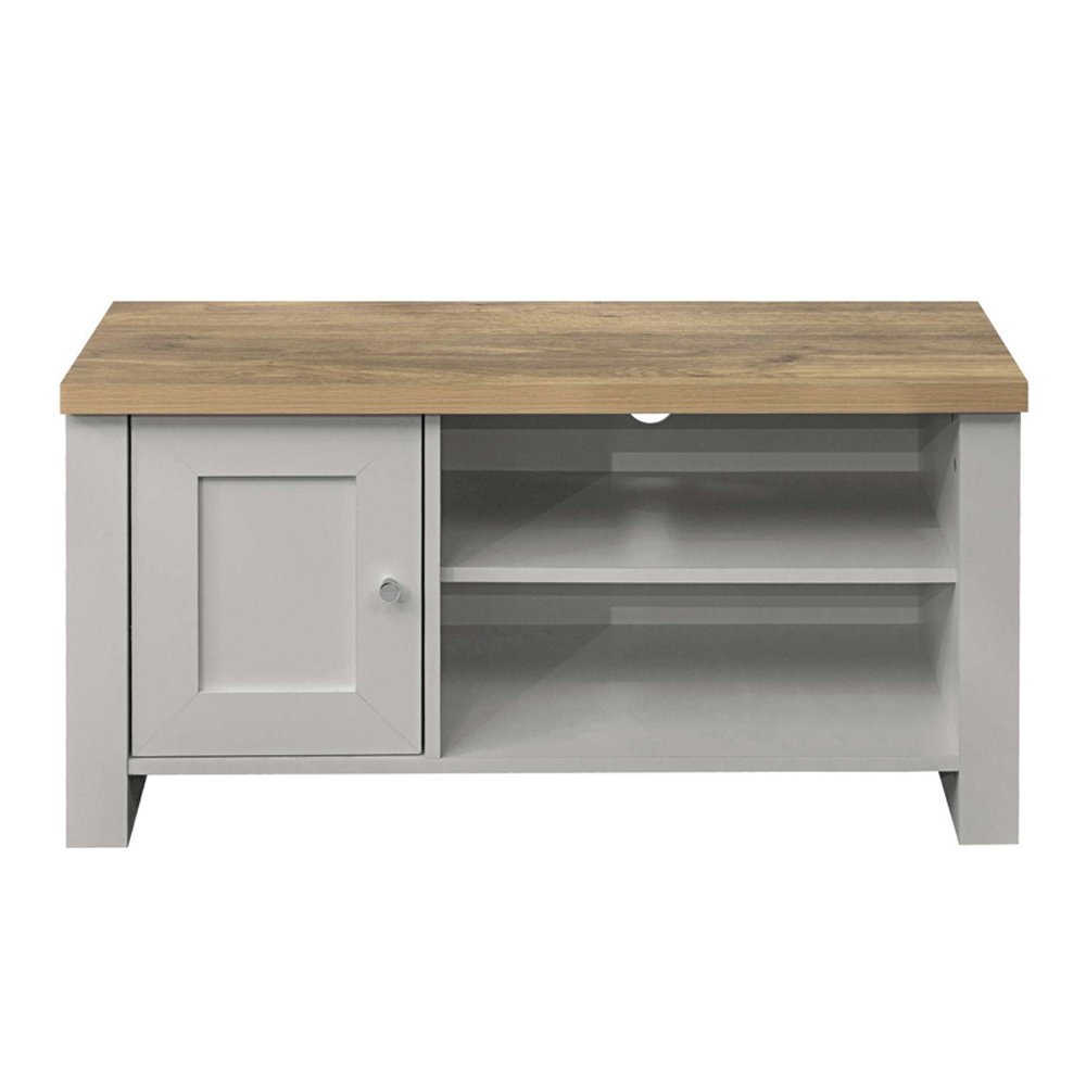 Highland Wooden TV Stand With 1 Door In Grey And Oak