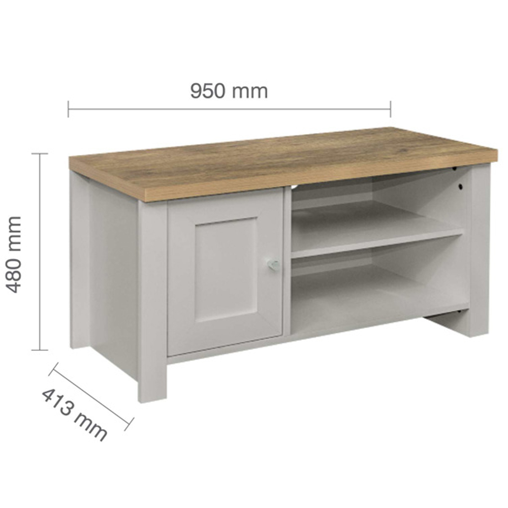 Highland Wooden TV Stand With 1 Door In Grey And Oak