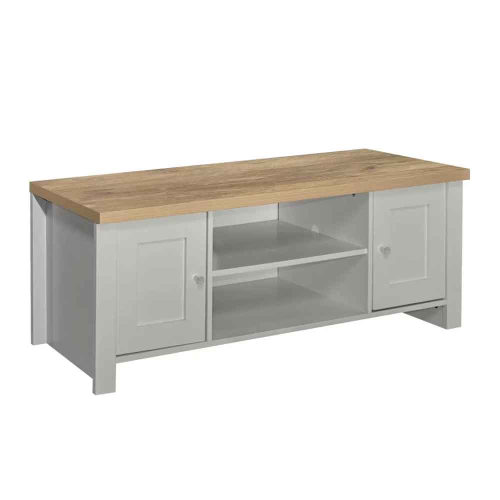 Highland Wooden TV Stand With 2 Doors in Dark Grey and Oak