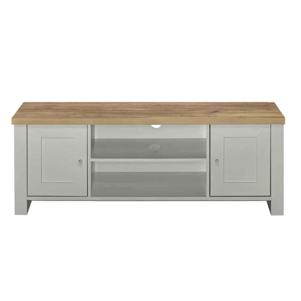 Highland Wooden TV Stand With 2 Doors in Dark Grey and Oak