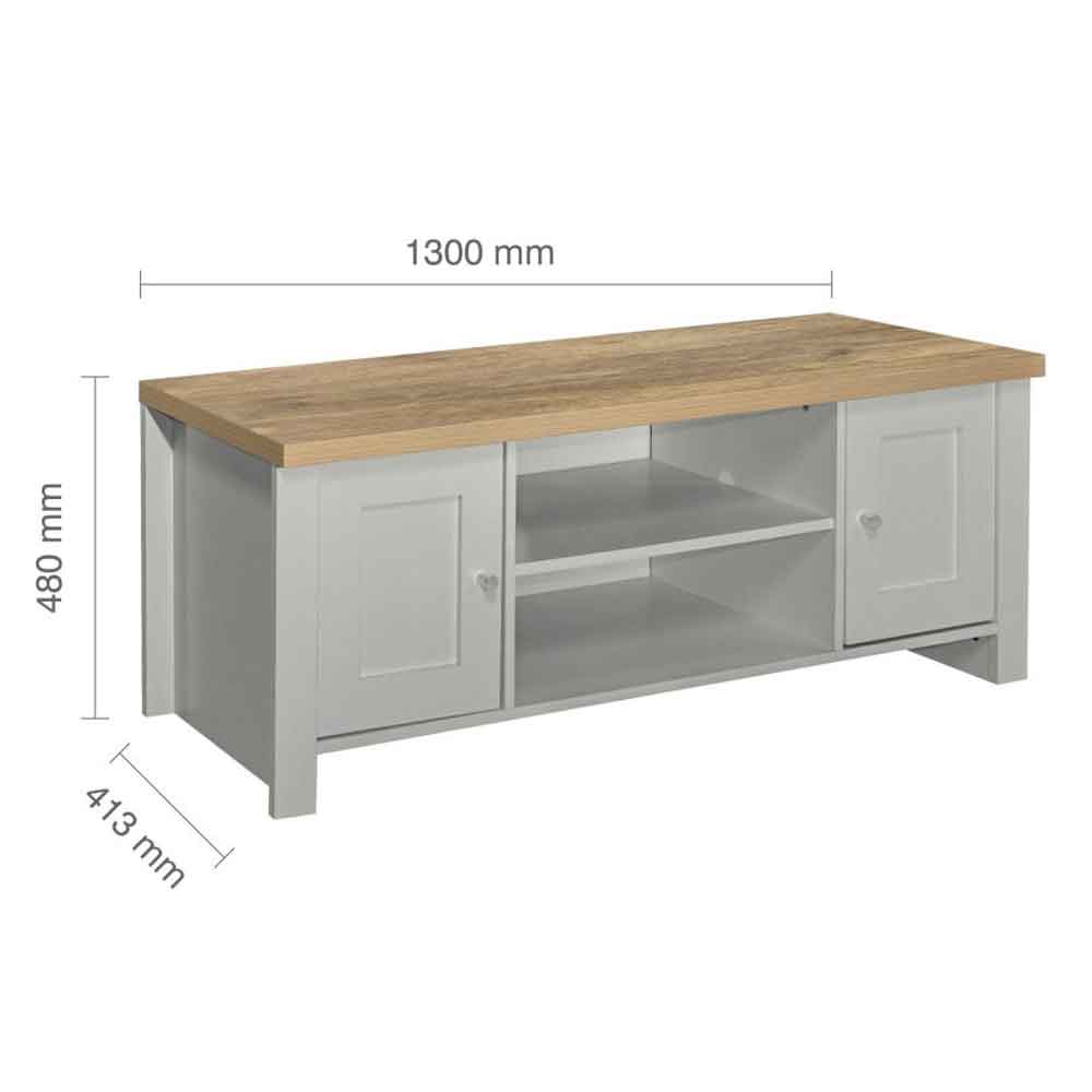 Highland Wooden TV Stand With 2 Doors in Dark Grey and Oak