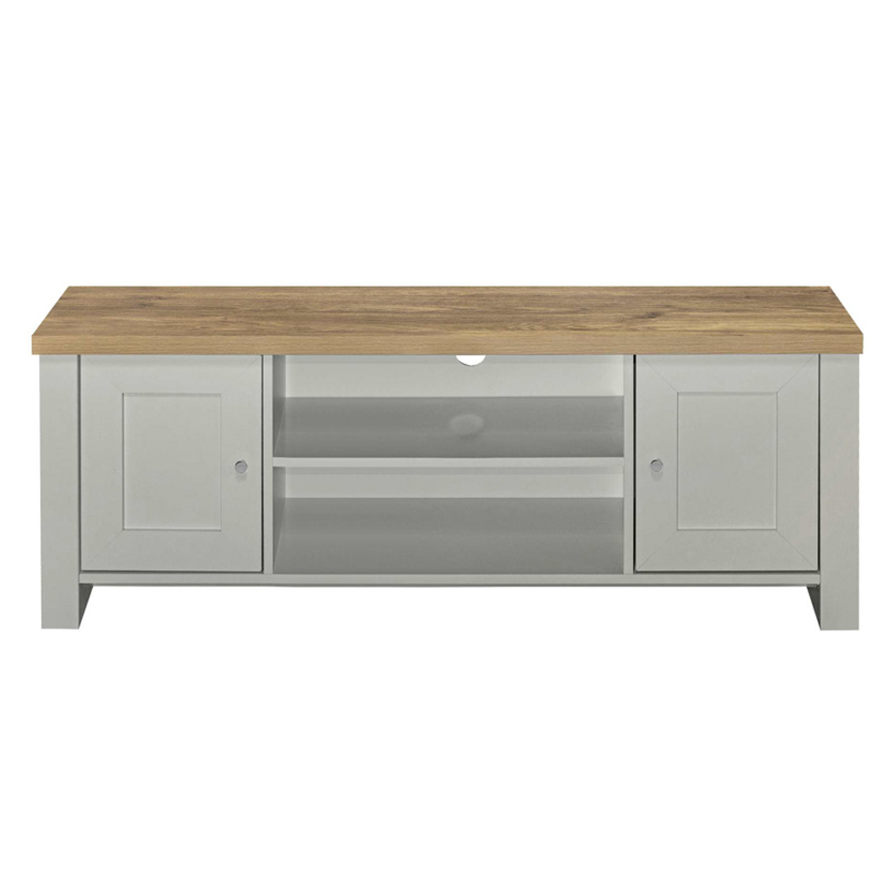 Highland Wooden TV Stand With 2 Doors In Grey And Oak
