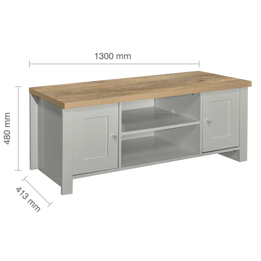 Highland Wooden TV Stand With 2 Doors In Grey And Oak