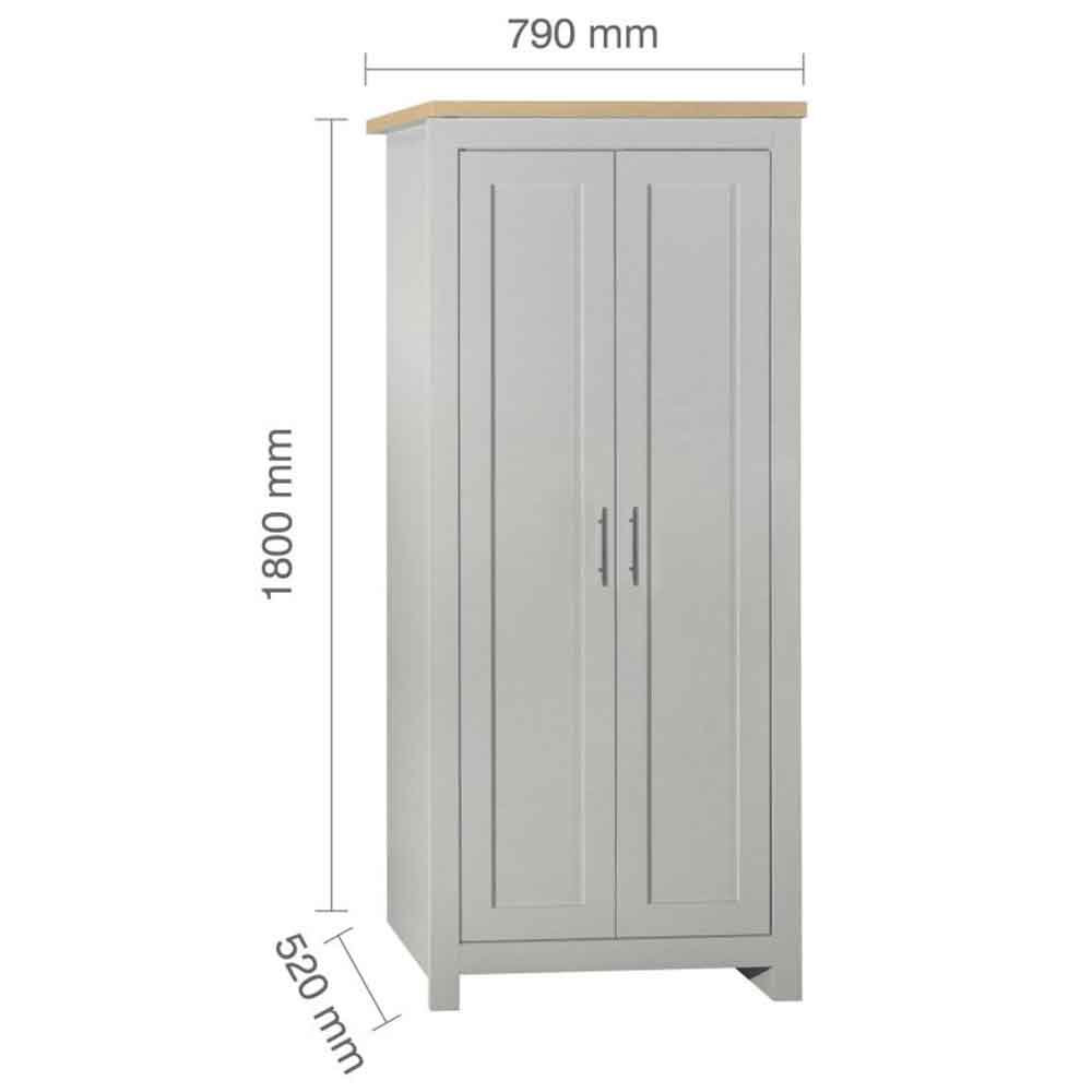 Highland Wooden Wardrobe With 2 Doors in Dark Grey and Oak
