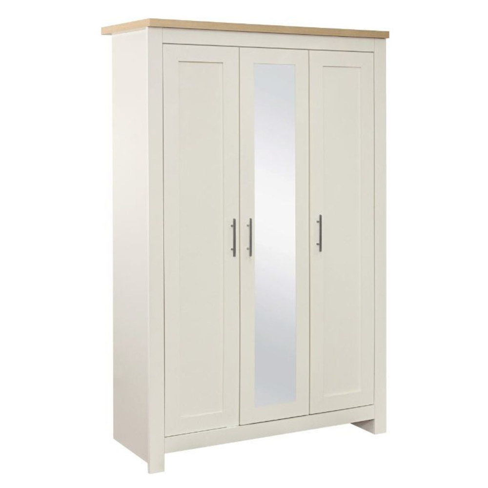 Highland Wooden Wardrobe With 3 Doors In Cream Oak
