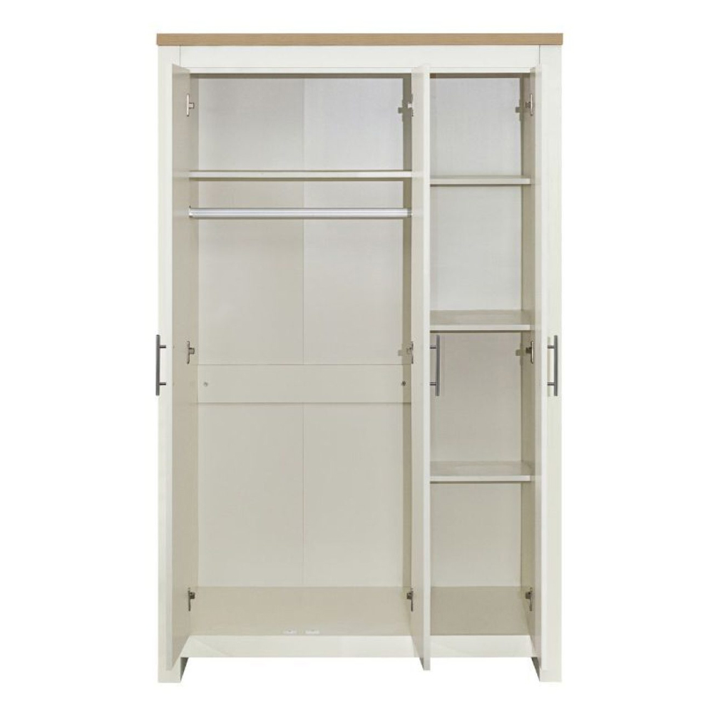 Highland Wooden Wardrobe With 3 Doors In Cream Oak