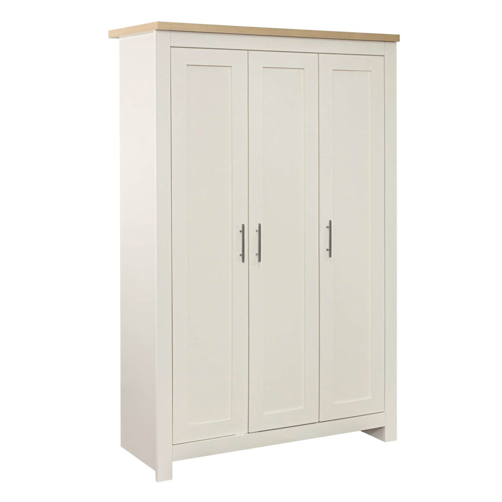 Highland Wooden Wardrobe with 3 Doors in Cream and Oak