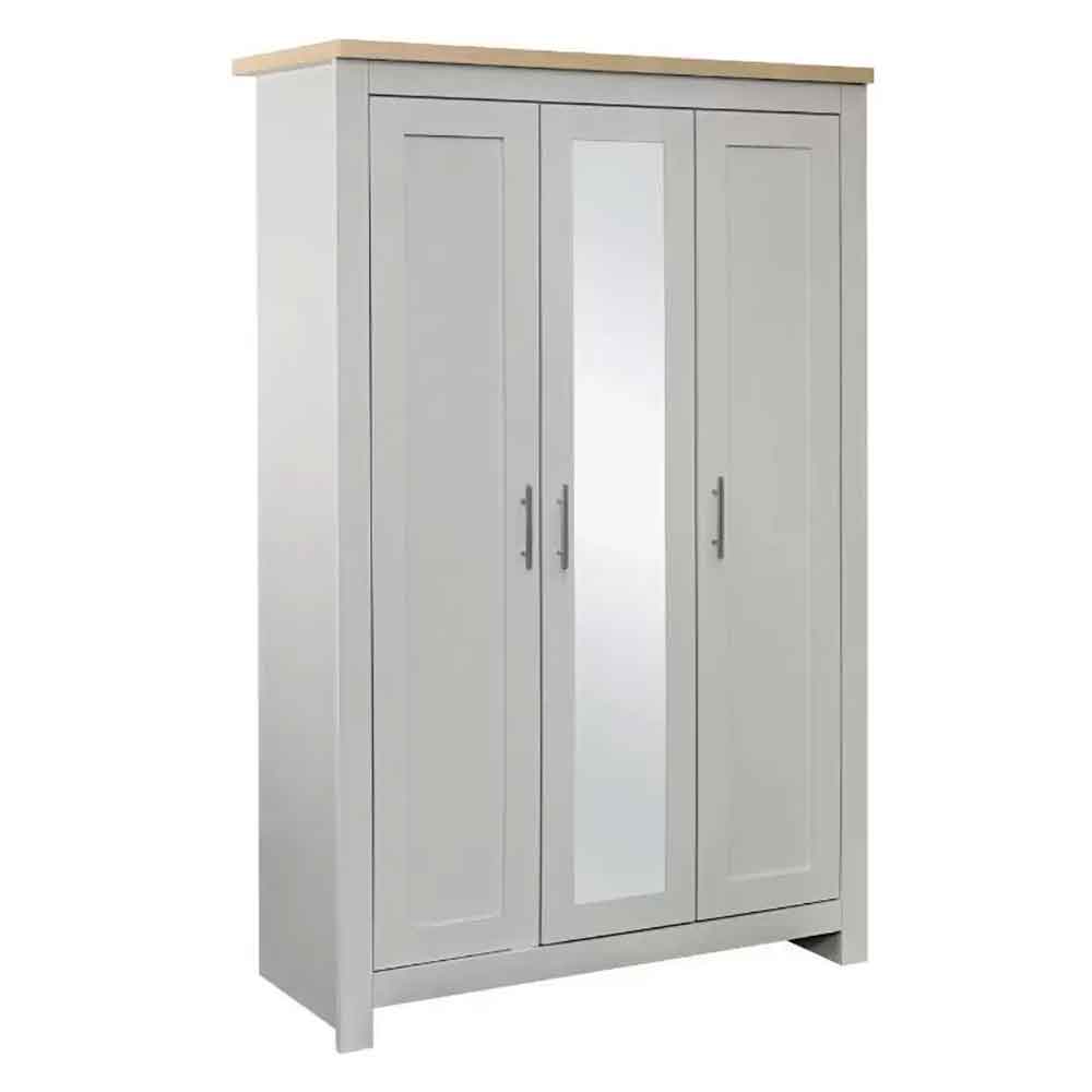 Highland Wooden Wardrobe With 3 Doors in Dark Grey and Oak
