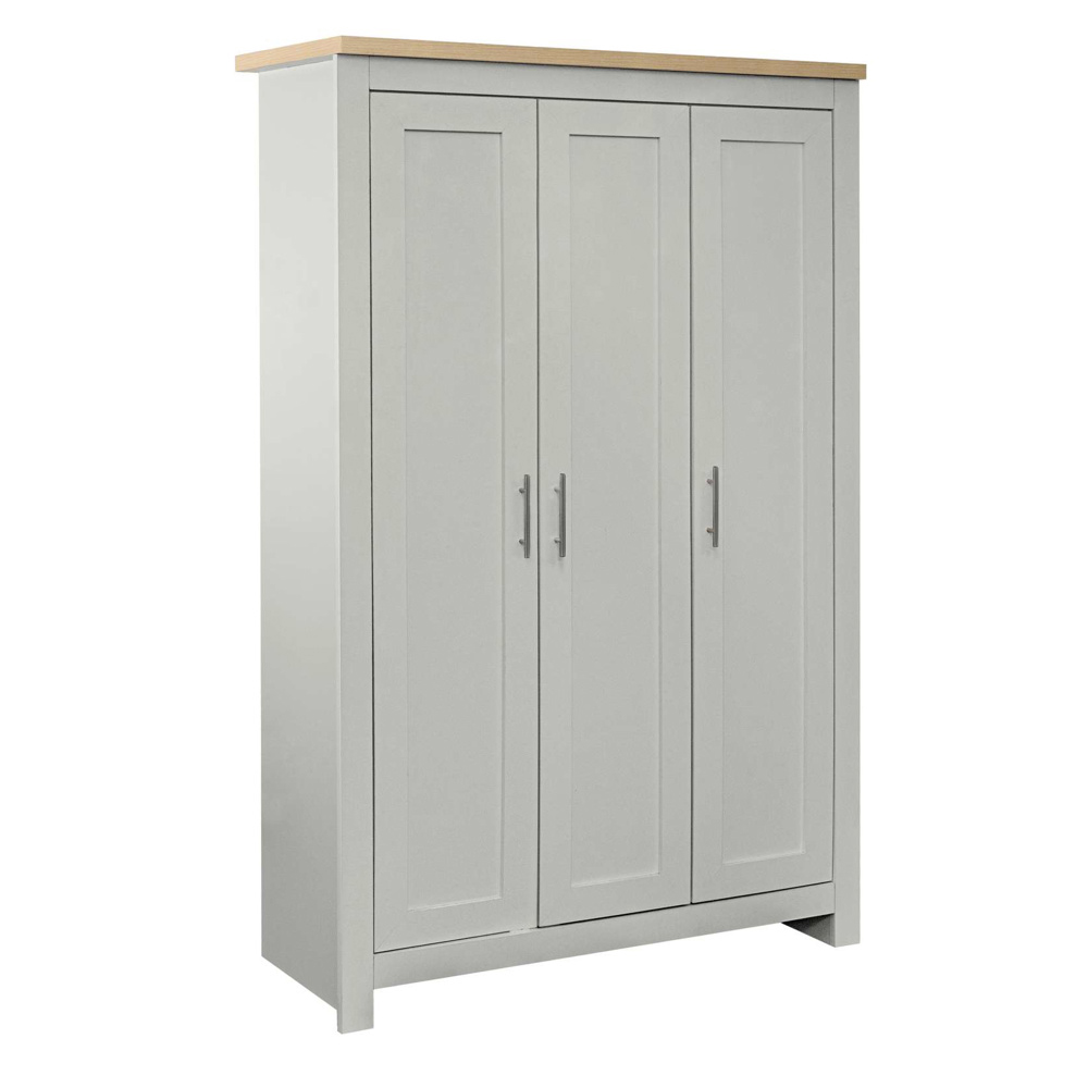 Highland Wooden Wardrobe with 3 Doors in Grey and Oak