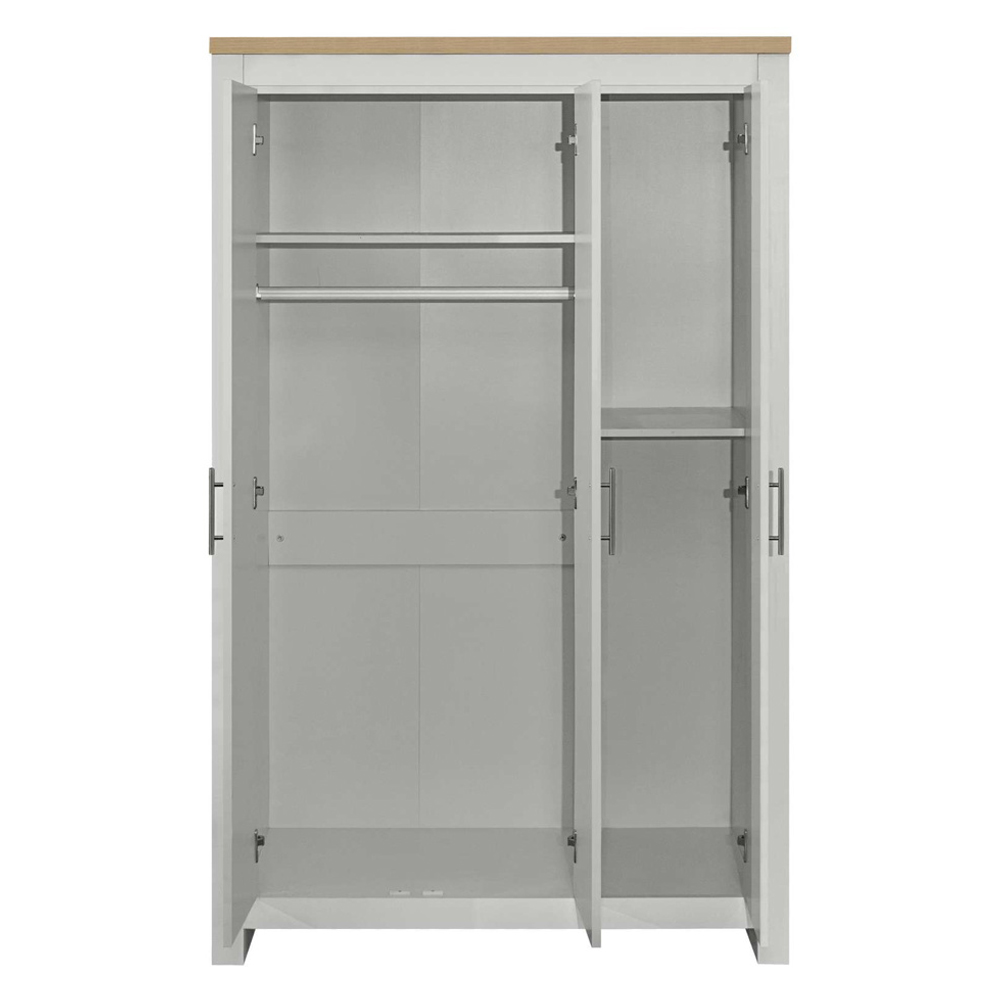 Highland Wooden Wardrobe with 3 Doors in Grey and Oak